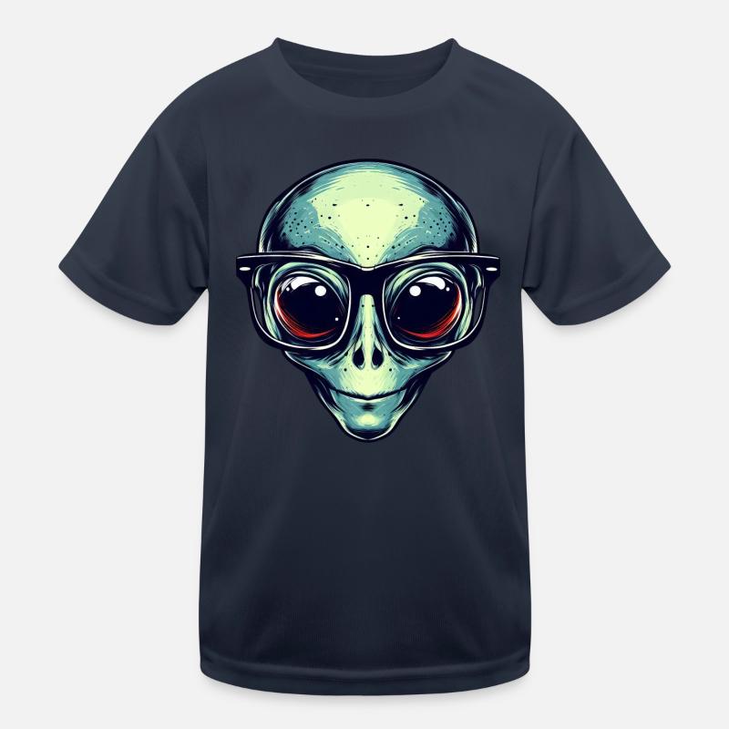 Nerdy alien with glasses Kids Functional T-Shirt