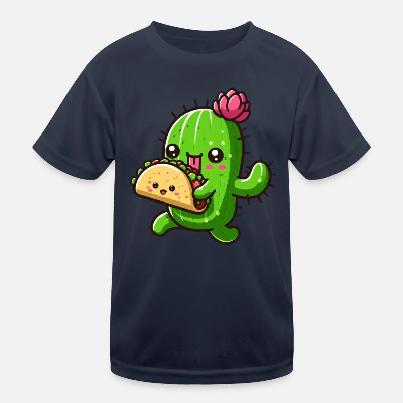 Cute Cactus Taco Comic Design Kids Functional T-Shirt