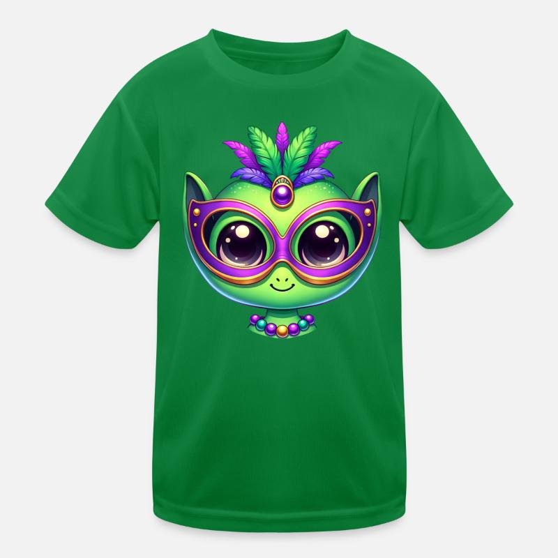 Mardi Gras Alien Kopf Comic Maske Kinder Funktions-T-Shirt