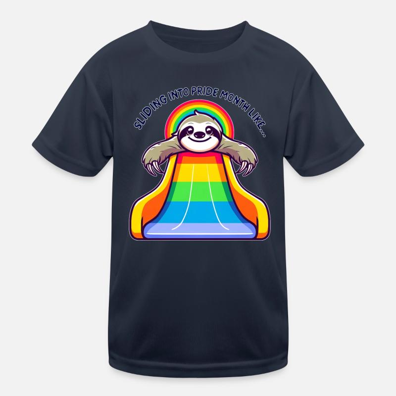 LGBTQ Pride Sloth Rainbow Slide Kids Functional T-Shirt