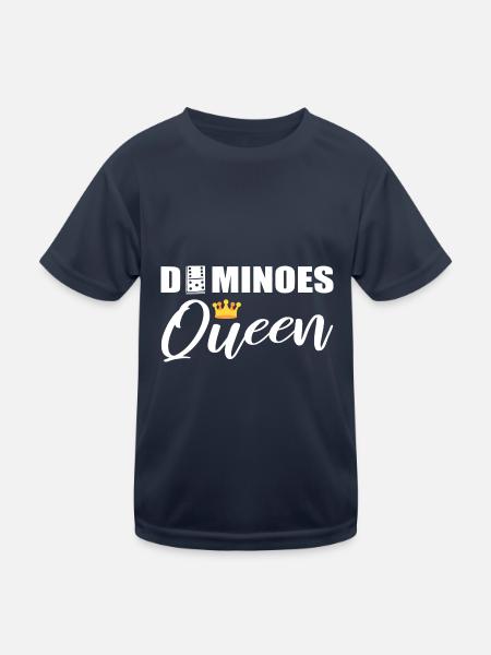 Dominoes Queen Dominoe -Spieler - Kinder Funktions-T-Shirt - Navy - Vorne