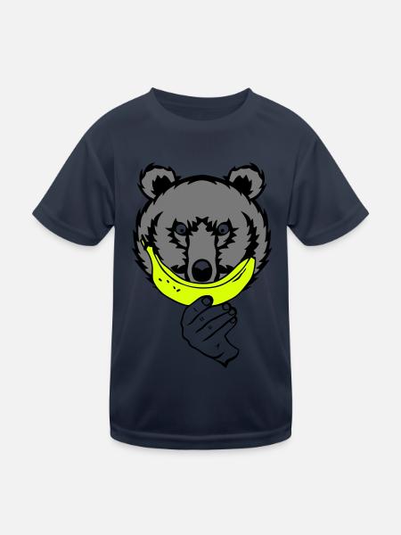 Teddybärlächeln Banane Smiley-Gesicht, weil - Kinder Funktions-T-Shirt - Navy