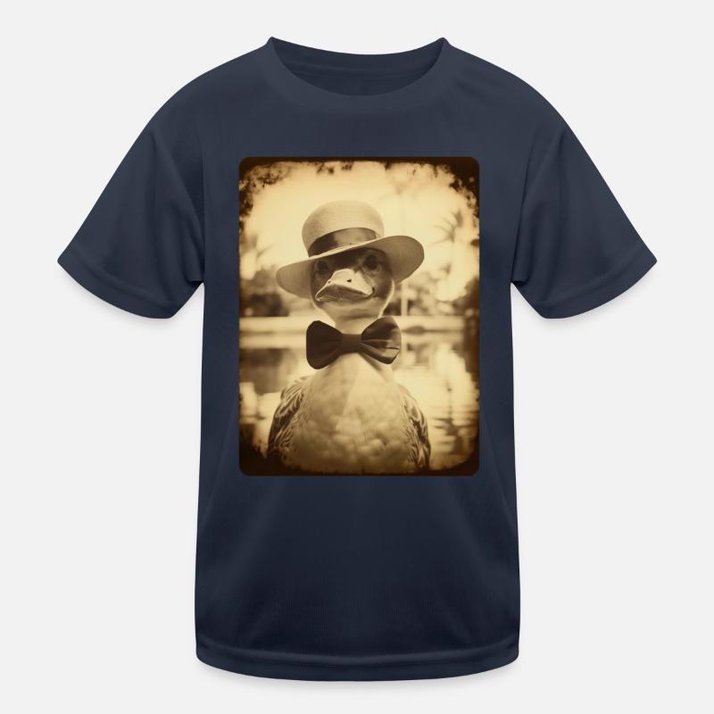 Sir Waddleberry Quackington relaxing at the pool - Kids Functional T-Shirt - navy