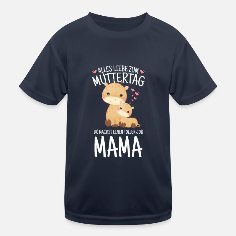 Muttertag Mutter Mummy Erster Giraffe Geschenk - Kinder Funktions-T-Shirt - Navy