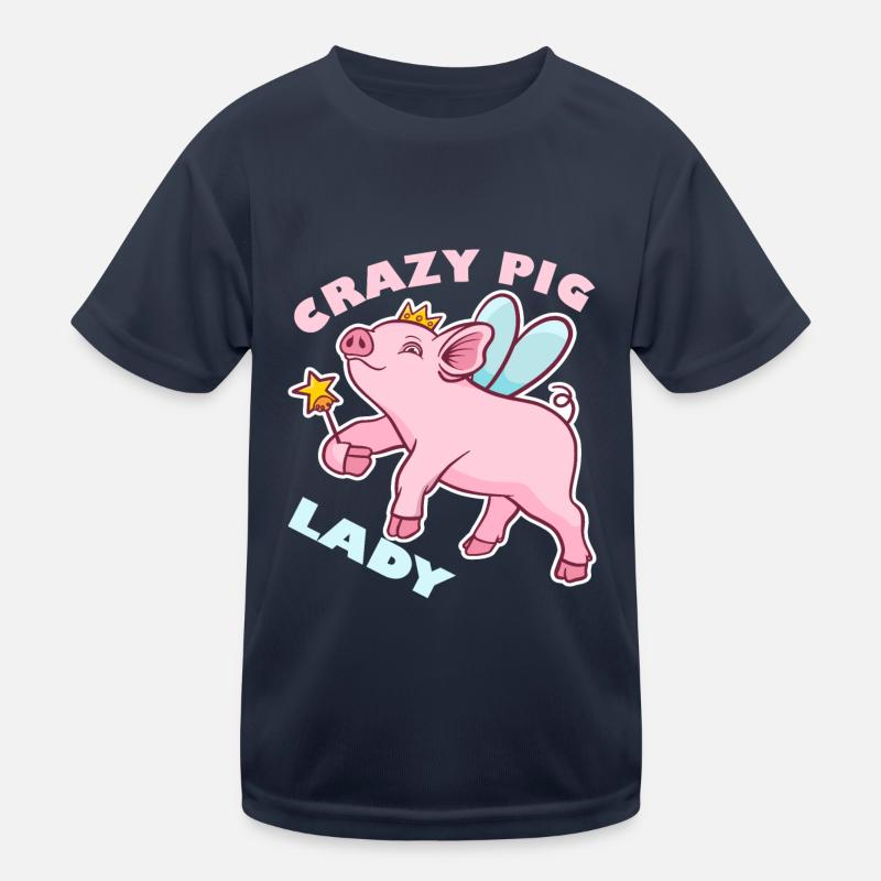 Crazy Pig Lady Pink Piglet Gift Kids Functional T-Shirt