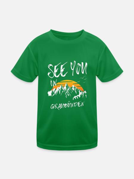 Grisons Suisse randonnée et ski - T-shirt sport Enfant - vert - Devant