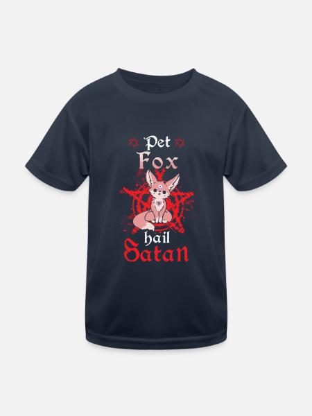 Pet Fox Hail Satan - Kids Functional T-Shirt - navy - Front