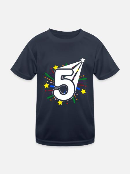 5 Jahre alt 5. Geburtstag Party Nummer 5 - Kinder Funktions-T-Shirt - Navy