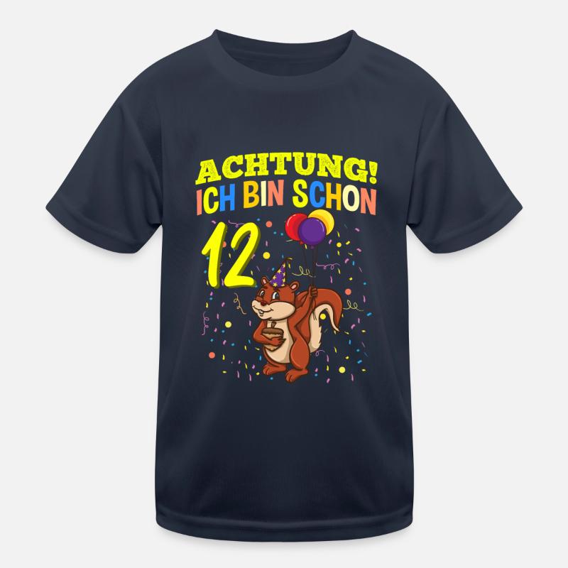 Achtung Ich Bin Schon 12 Geburtstag Eichhörnchen Kinder Funktions-T-Shirt