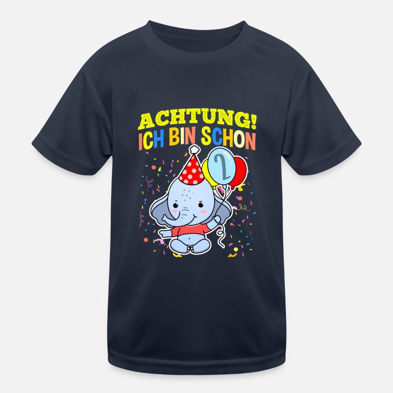 Achtung Ich Bin Schon 2 Geburtstag Elefant Kinder Funktions-T-Shirt