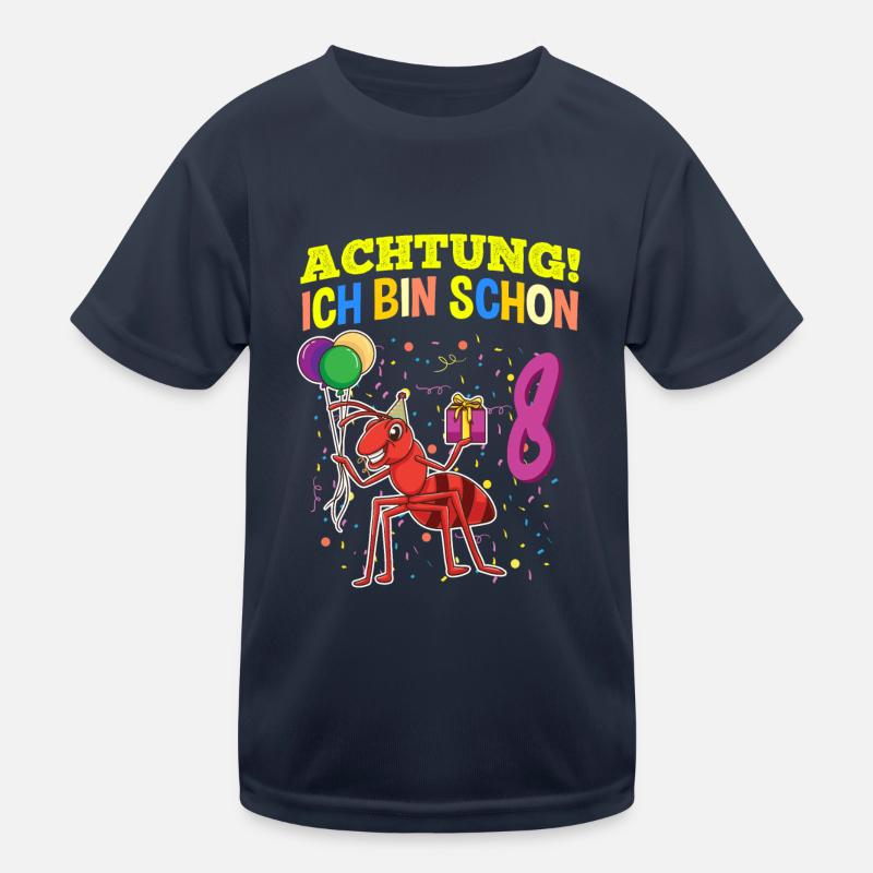 Achtung Ich Bin Schon 8 Tier Geburtstag Ameise Kinder Funktions-T-Shirt