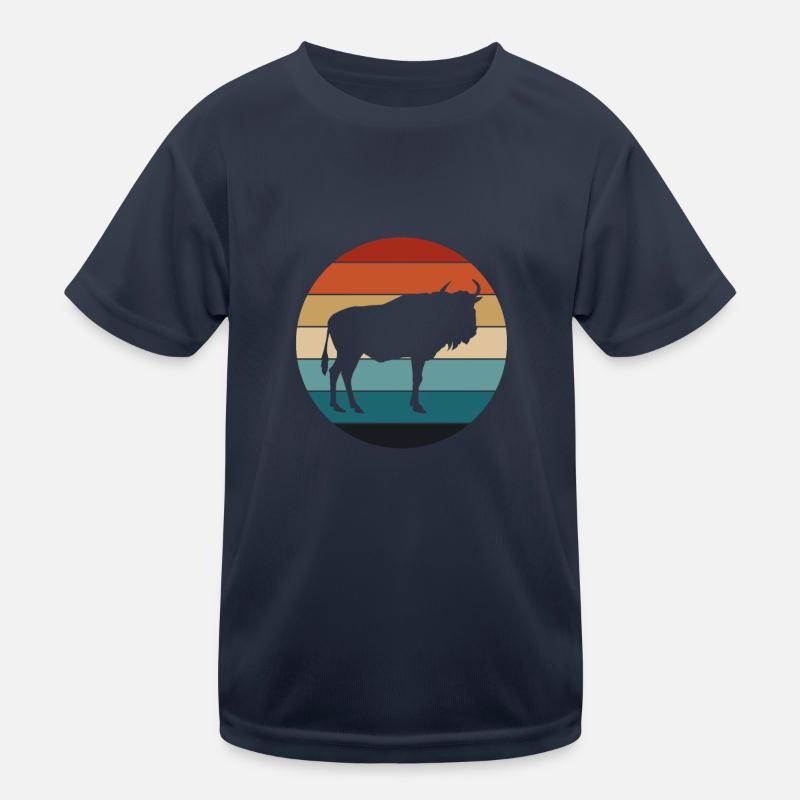 Retro Wildebeest White-tailed Gnu Whitebearded gnu Africa Kids Functional T-Shirt