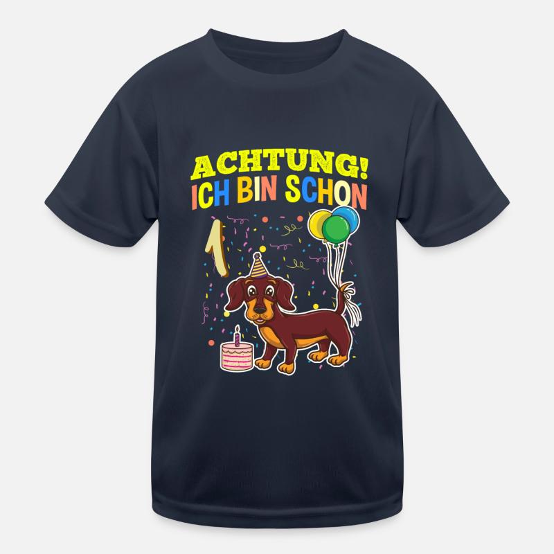 Achtung Ich Bin Schon 1 Tier Geburtstag Dackel Kinder Funktions-T-Shirt