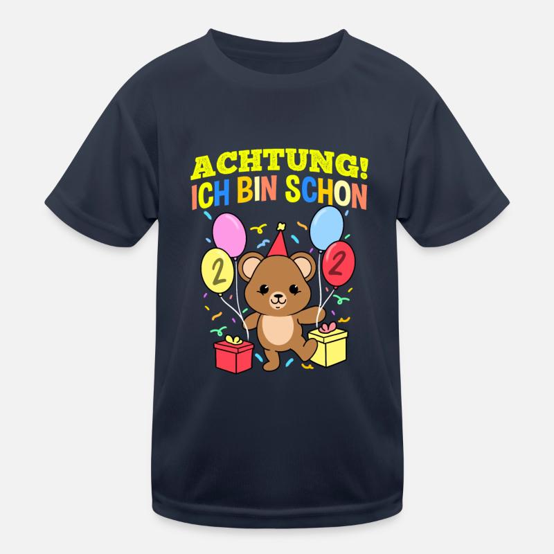 Achtung Ich Bin Schon 2 Geburtstag Teddybär Kinder Funktions-T-Shirt