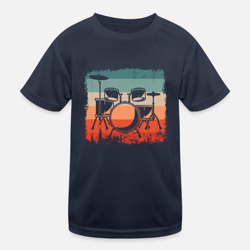 Batteur Retro Drum Kit Drum Silhouette Batteur T-shirt sport Enfant