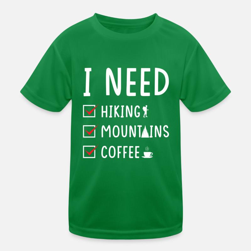 Hiking Mountains Coffee Kids Functional T-Shirt