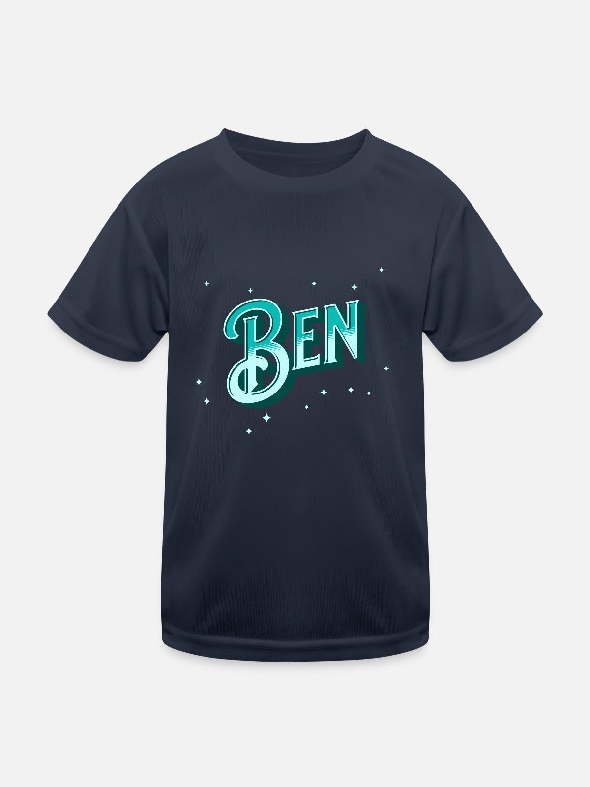 Ben Namen personalisiert - Kinder Funktions-T-Shirt - Navy - Vorne