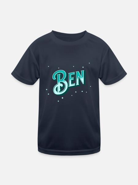 Ben Namen personalisiert - Kinder Funktions-T-Shirt - Navy