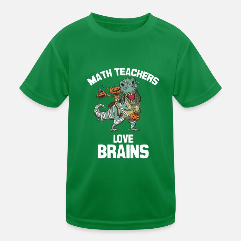 Halloween Dinosaurier mit Kürbis und Lehrerspruch Kinder Funktions-T-Shirt