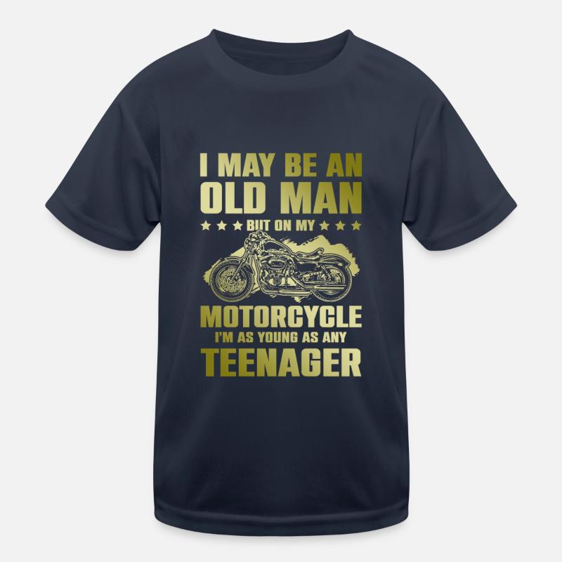 Motorcycle old man Kids Functional T-Shirt