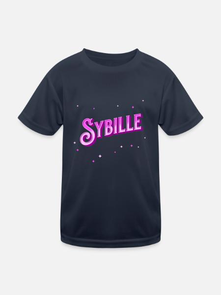 Sybille Namen personalisiert - Kinder Funktions-T-Shirt - Navy