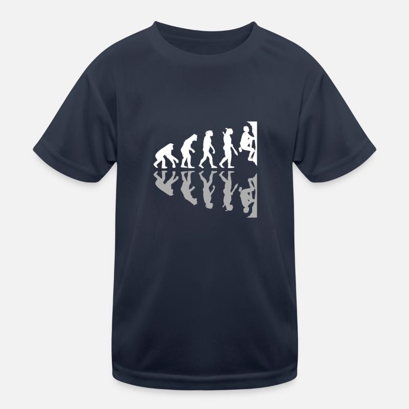 Évolution humaine Drôle de bloc Grimpeur Rocher T-shirt sport Enfant