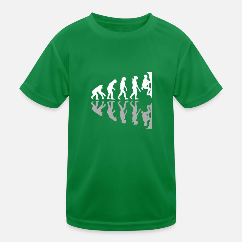 Human Evolution Funny Bouldering Climber Boulder Kinder Funktions-T-Shirt