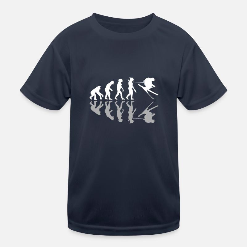 Human Evolution Skiing Ski Snowboard Winter Kids Functional T-Shirt