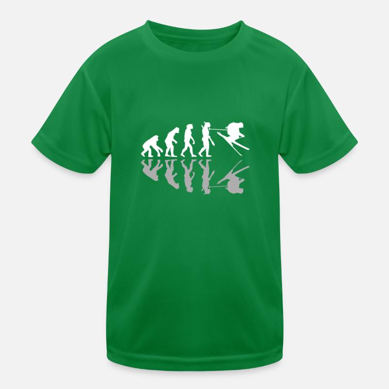 Human Evolution Skiing Ski Snowboard Winter Kinder Funktions-T-Shirt