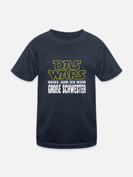 Das Wars Einzelkind Große Schwester Geschenk - Kinder Funktions-T-Shirt - Navy - Vorne