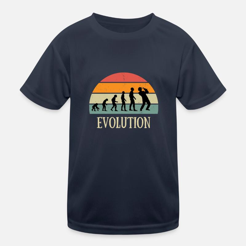 Evolution vintage saxophone man humor gift Kids Functional T-Shirt