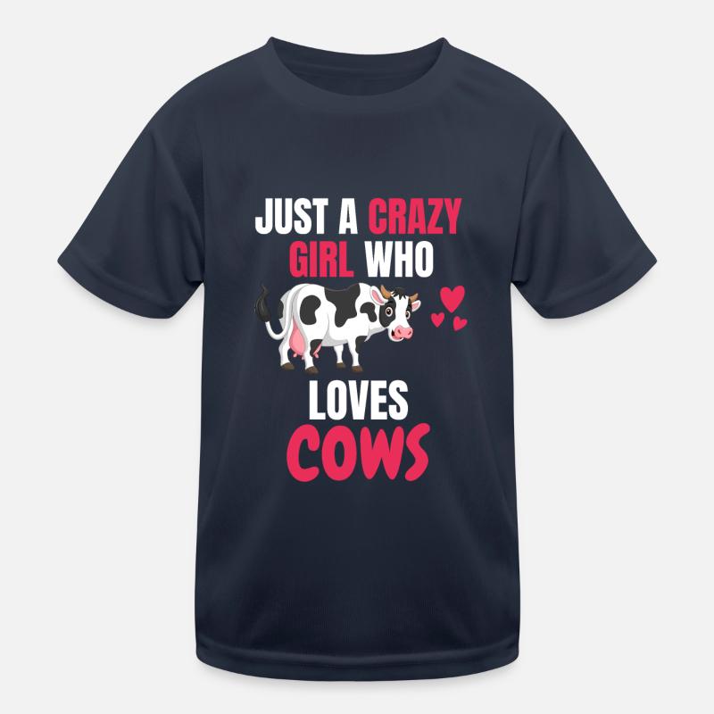 Verrücktes Mädchen Bauer Tier Geschenk Kuh Kinder Funktions-T-Shirt