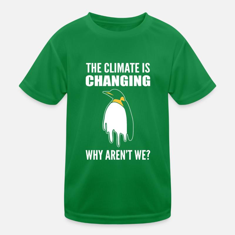 Penguin and climate change environmentalists Kids Functional T-Shirt