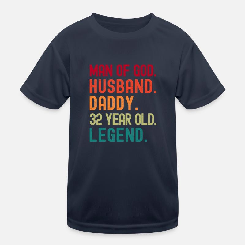 Mann Gottes Ehemann Papa Lustig 32. Geburtstag Kinder Funktions-T-Shirt