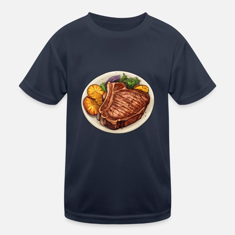 Steak Fleisch Essen Kinder Funktions-T-Shirt