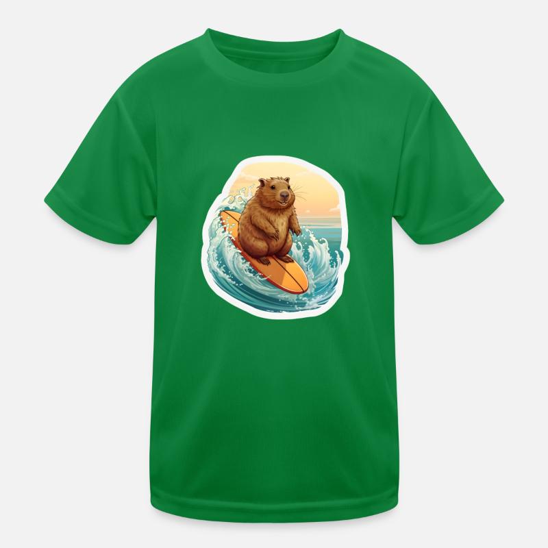 Capybara Surfer Kinder Funktions-T-Shirt