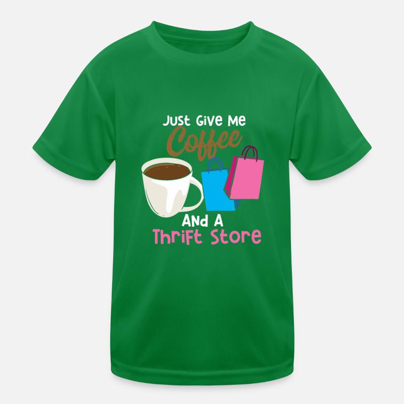 Kaffee und ein Secondhandladen Kinder Funktions-T-Shirt