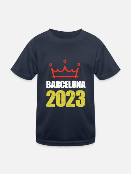 Barcelona 2023 - Kinder Funktions-T-Shirt - Navy - Vorne