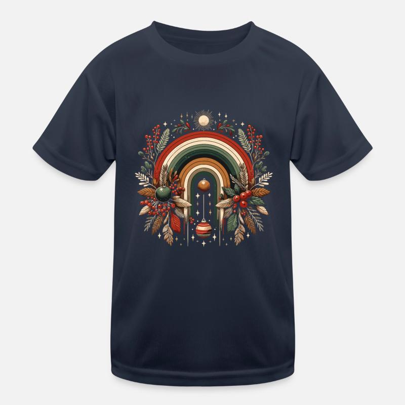 Weihnachtskranz böhmischer Regenbogen Weihnachten Kinder Funktions-T-Shirt