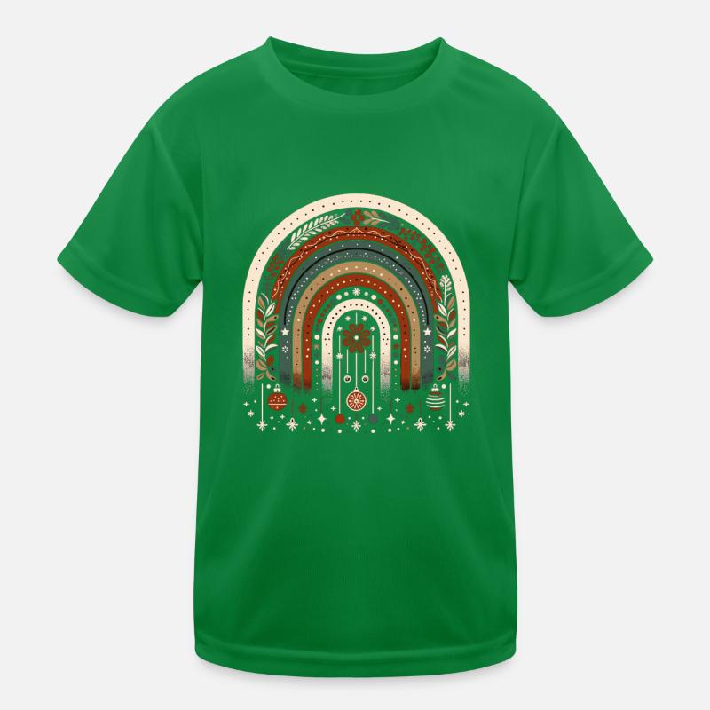 Weihnachtskranz böhmischer Regenbogen Weihnachten Kinder Funktions-T-Shirt