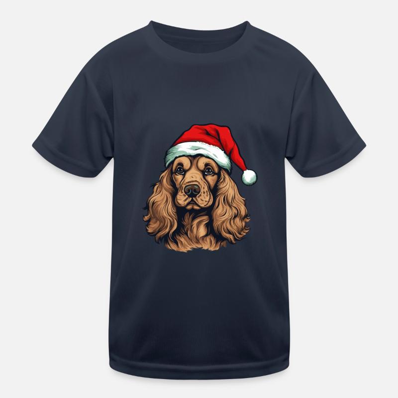 Cocker Spaniel Hund Weihnachten Kopf Kinder Funktions-T-Shirt