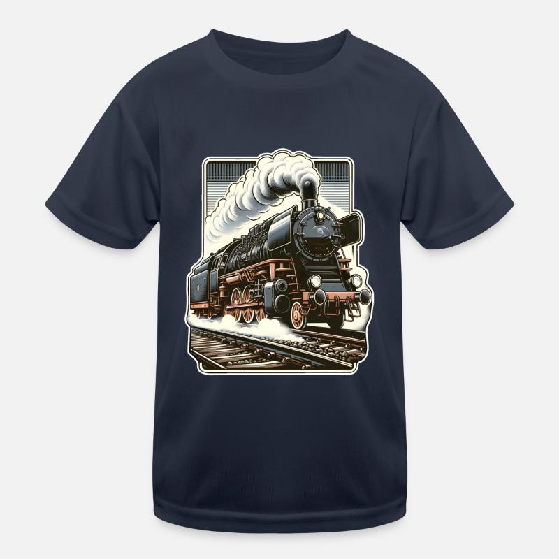 Illustration einer klassischen Dampflok Kinder Funktions-T-Shirt