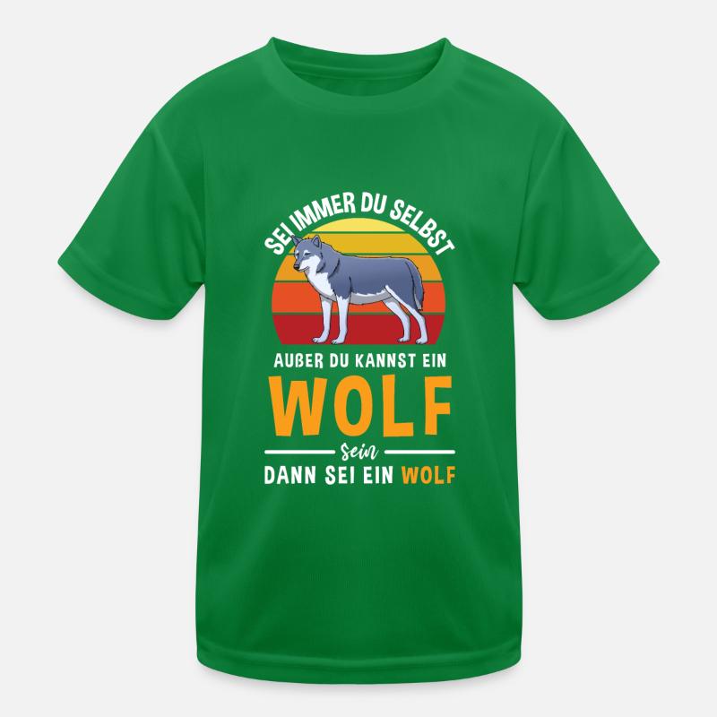 Wolfskopf Raubtier Wolfsgeheule Alphawolf Wolf Kinder Funktions-T-Shirt