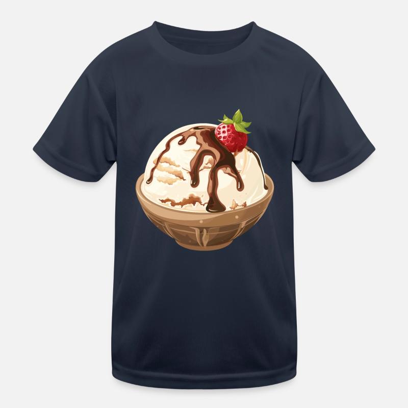 Vanilla Ice Cream with Chocolate Sauce Delight Kids Functional T-Shirt