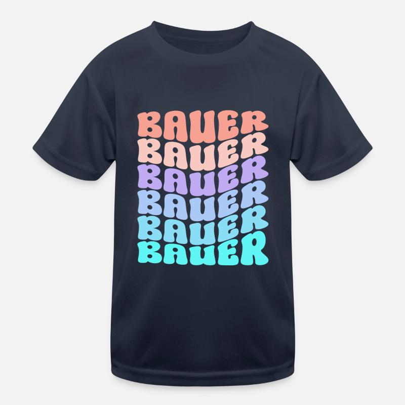 Vibrant Bauer Lettering Cool Retro Style Kids Functional T-Shirt