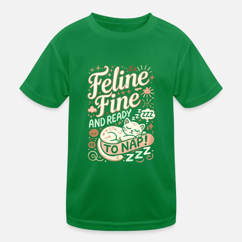 Feline gut und bereit für ein Nickerchen Kinder Funktions-T-Shirt