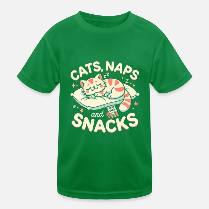 Katzen, Nickerchen und Snacks Kinder Funktions-T-Shirt