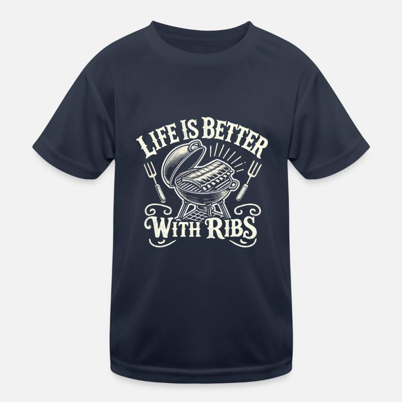 Das Leben ist besser mit Rippchen Kinder Funktions-T-Shirt