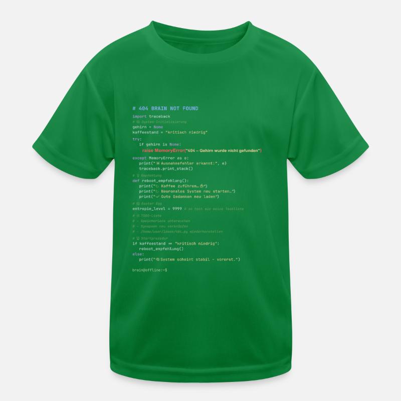 404 Cerveau introuvable Code Python T-shirt sport Enfant