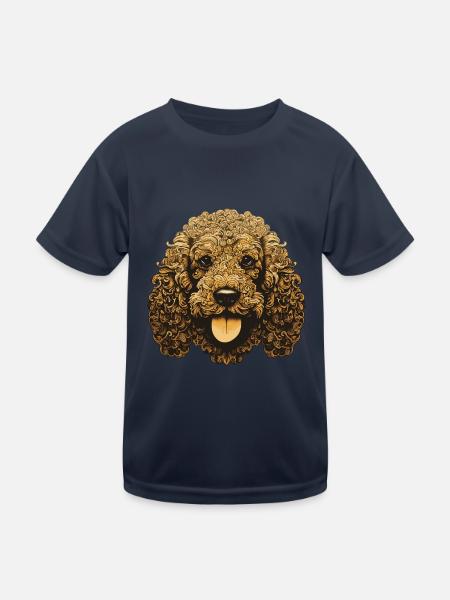 Portrait de chien caniche - T-shirt sport Enfant - bleu marine - Devant